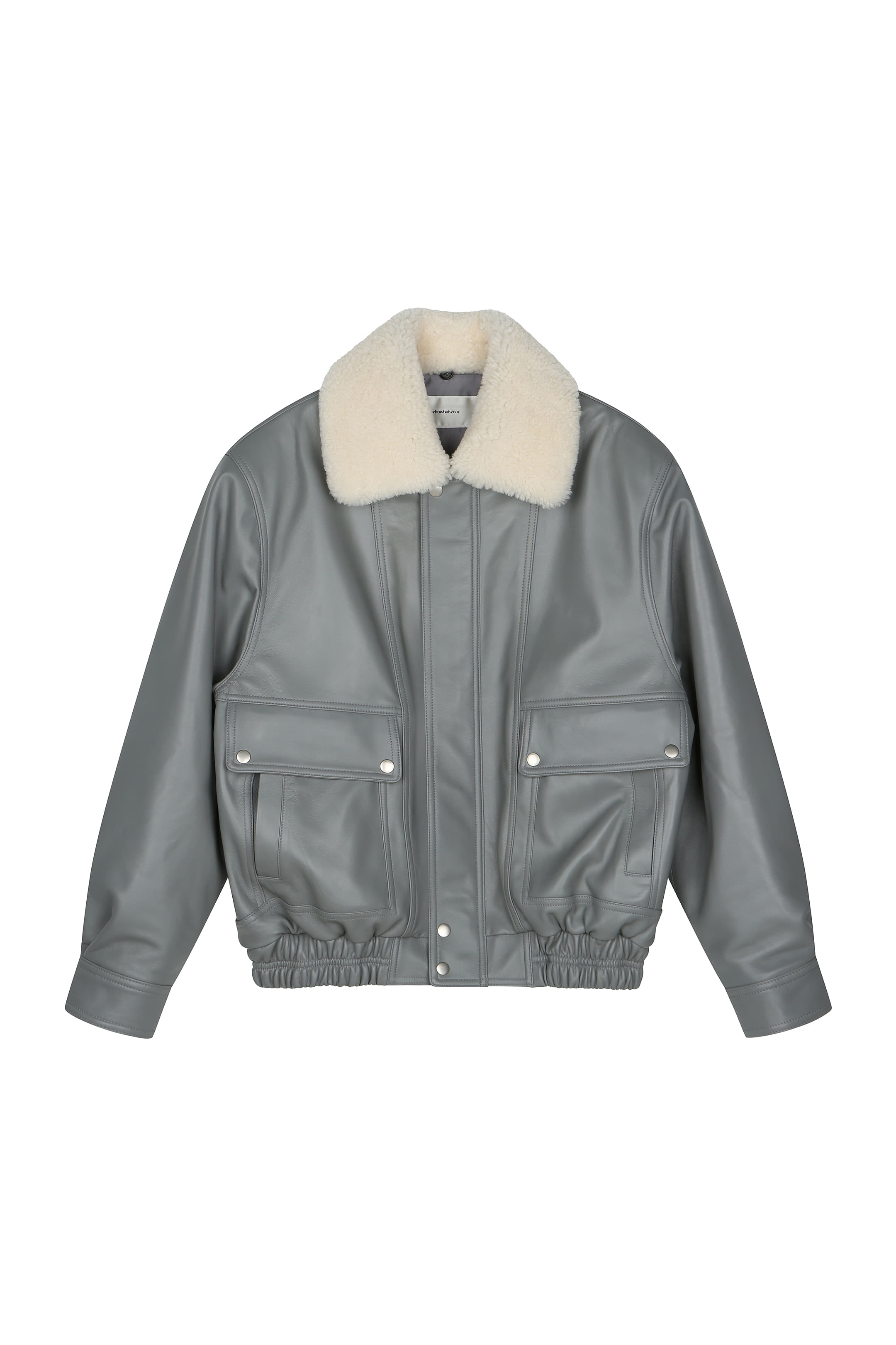 Leather shearling jacket - gray